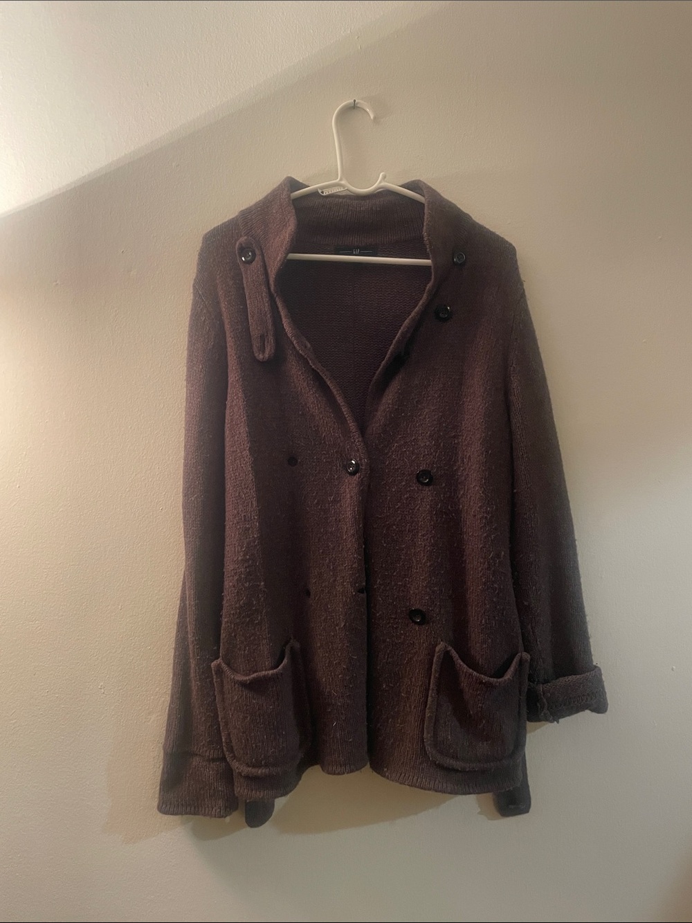 GAP Women's Dark Brown Double-Breasted Cardigan
